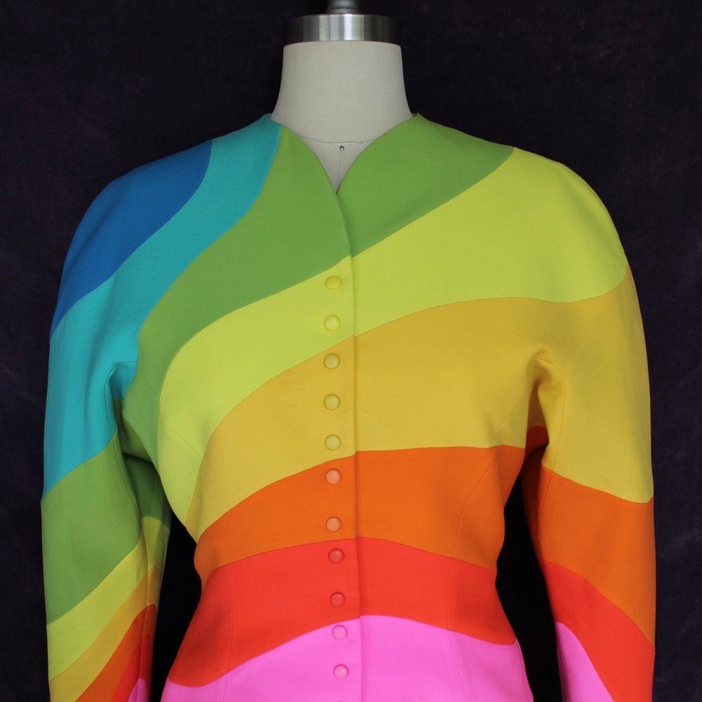 THIERRY MUGLER dress blazer jacket rainbow 42 - Picture 6 of 10